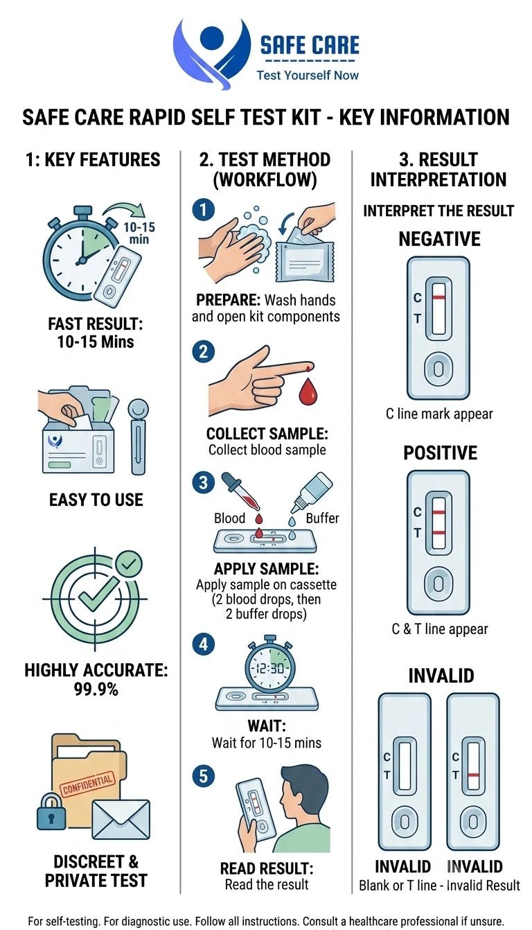safecare hiv & syphilis self test kit method and procedure, easy to self testing at home.