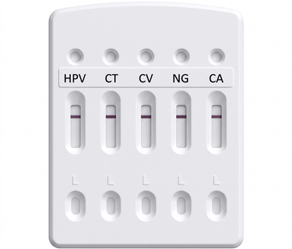 Safe Care Kit 5-in-1 STD and STI home test cassette for screening HPV, Chlamydia, Gonorrhea, and other common sexually transmitted infections in Dubai, UAE.