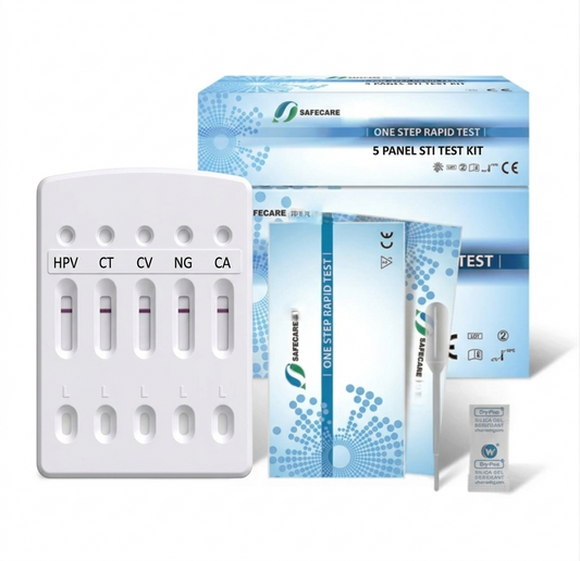5-in-1 STD test cassette for easy and accurate multi-target infection screening at home.