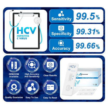 Hepatitis C (HCV) antibody rapid test cassette designed for reliable and confidential home screening in Dubai, UAE.