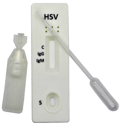 HSV-1 and HSV-2 IgG/IgM combo rapid test cassette by Safe Care Kit for fast, accurate, and confidential herpes antibody screening in the UAE.